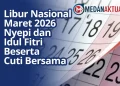 Libur Nasional Maret 2026, Nyepi dan Idul Fitri Beserta Cuti Bersama
