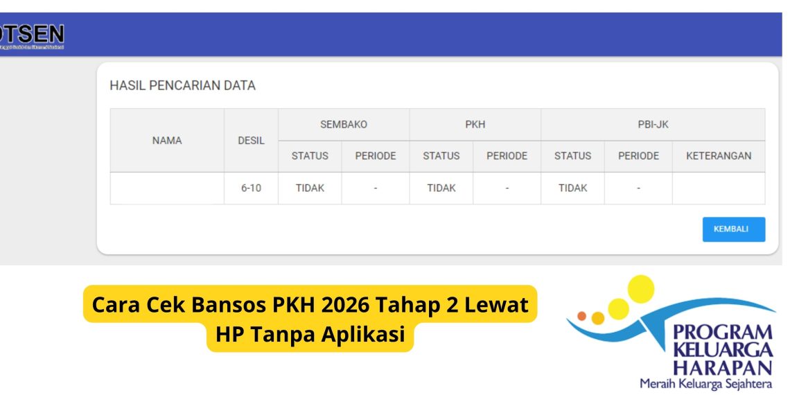 Cara Cek Bansos PKH 2026 Tahap 2 Lewat HP Tanpa Aplikasi