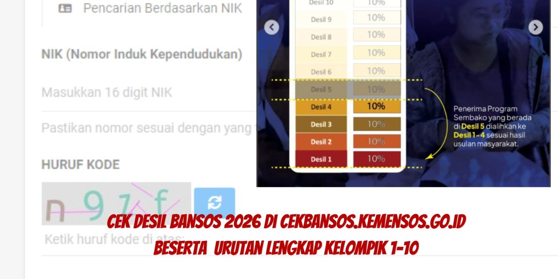 Cek Desil Bansos 2026 di cekbansos.kemensos.go.id Beserta  Urutan Lengkap kelompok 1–10