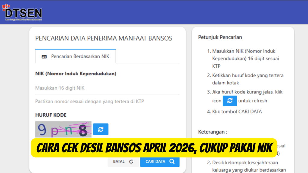 Cara Cek Desil Bansos April 2026, Cukup Pakai NIK