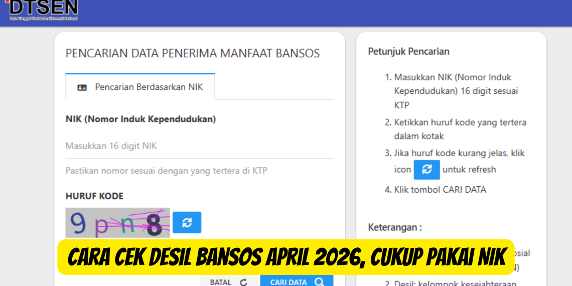 Cara Cek Desil Bansos April 2026, Cukup Pakai NIK