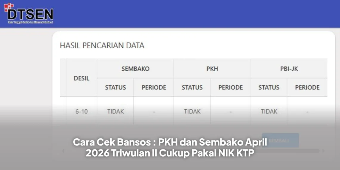 Cara Cek Bansos : PKH dan Sembako April 2026 Triwulan II Cukup Pakai NIK KTP