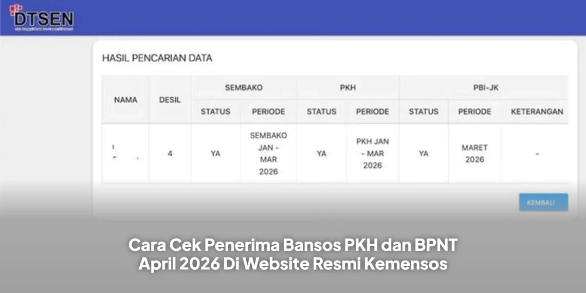 Cara Cek Penerima Bansos PKH dan BPNT April 2026 Di Website Resmi Kemensos