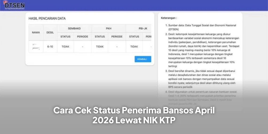 Cara Cek Status Penerima Bansos April 2026 Lewat NIK KTP