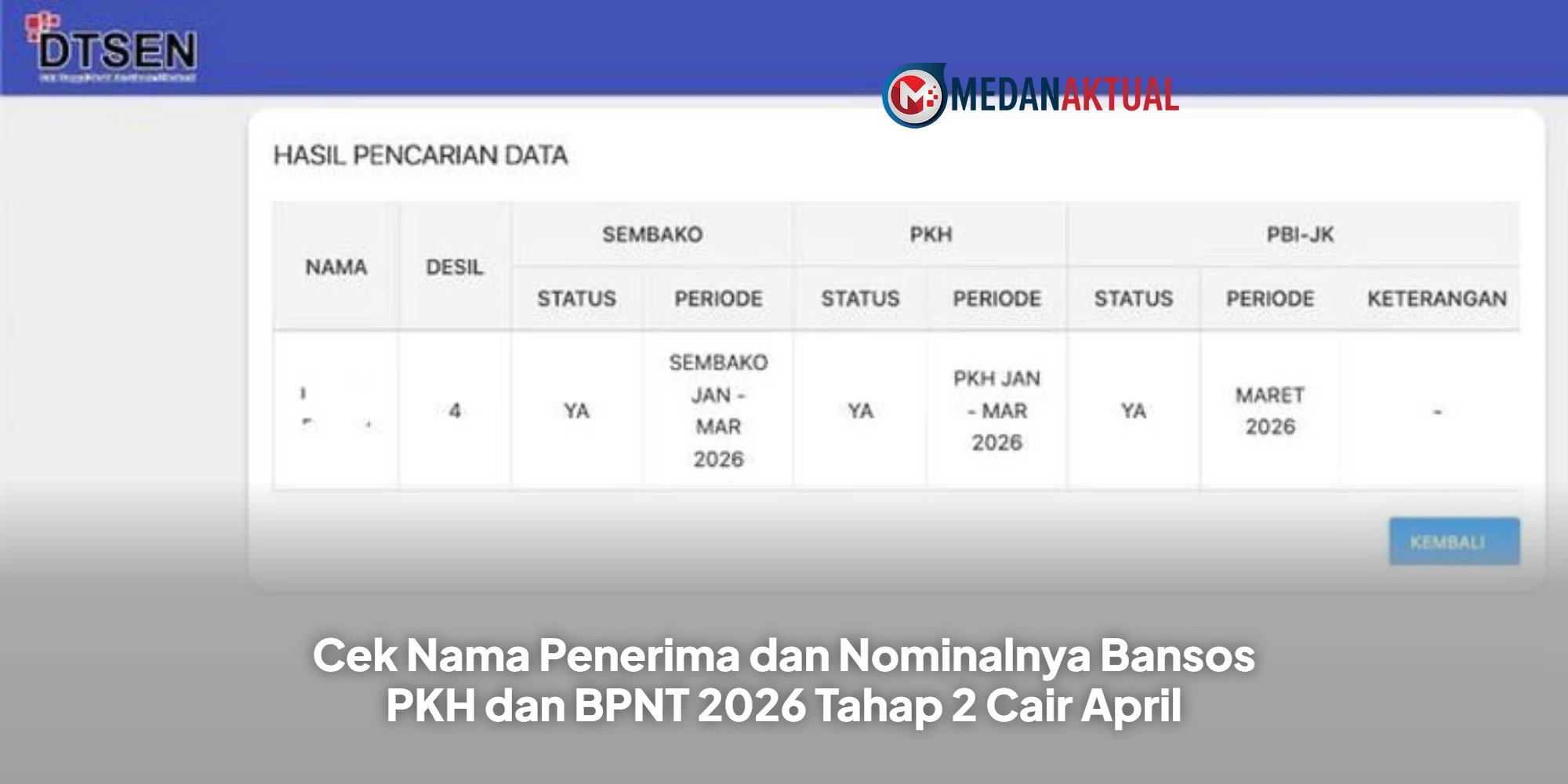 Cek Nama Penerima dan Nominalnya Bansos PKH dan BPNT 2026 Tahap 2 Cair April