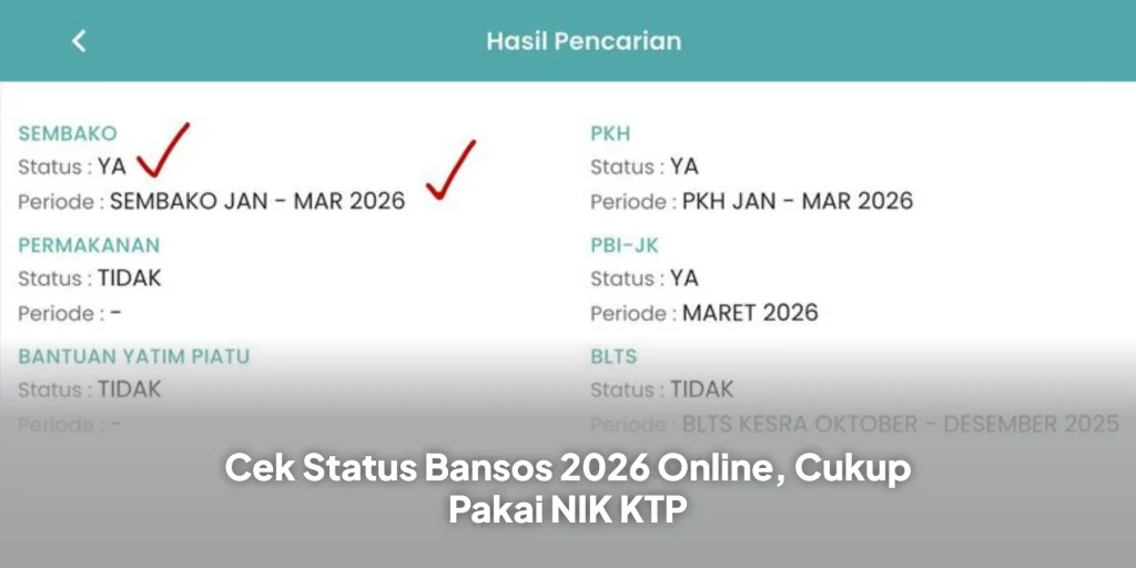 Cek Status Bansos 2026 Online, Cukup Pakai NIK KTP