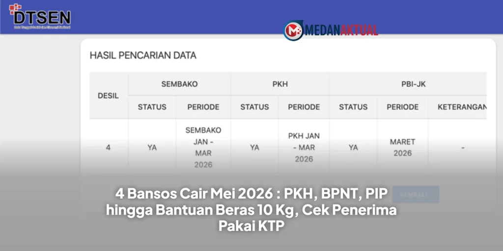 4 Bansos Cair Mei 2026 : PKH, BPNT, PIP hingga Bantuan Beras 10 Kg, Cek Penerima Pakai KTP