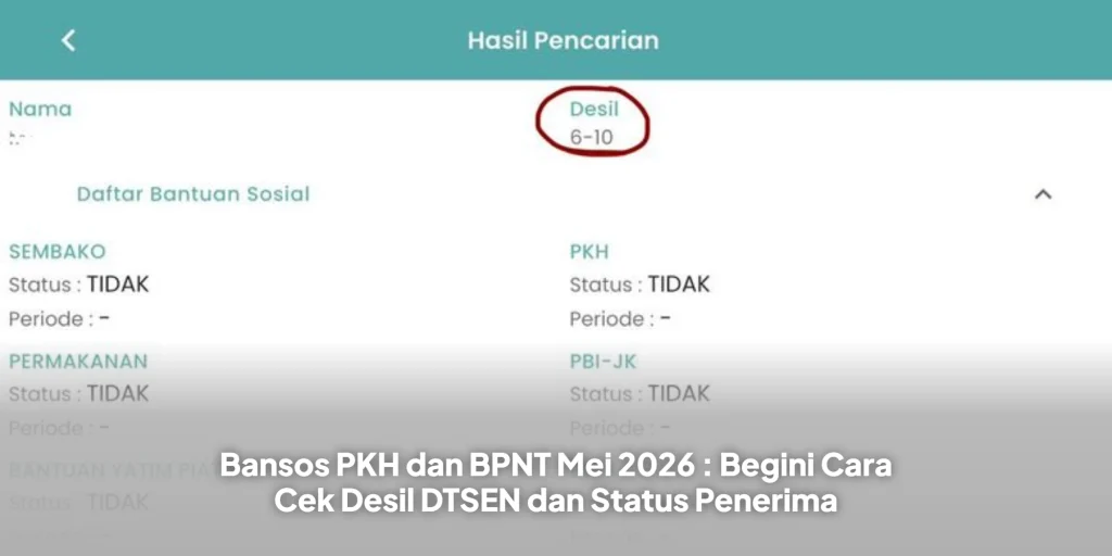 Bansos PKH dan BPNT Mei 2026 : Begini Cara Cek Desil DTSEN dan Status Penerima