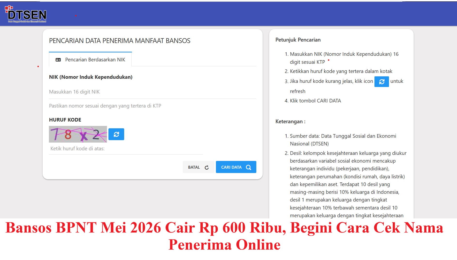Bansos BPNT Mei 2026 Cair Rp 600 Ribu, Begini Cara Cek Nama Penerima Online