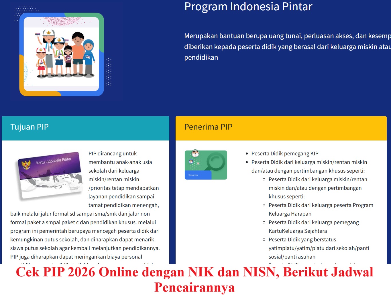 Cek PIP 2026 Online dengan NIK dan NISN, Berikut Jadwal Pencairannya